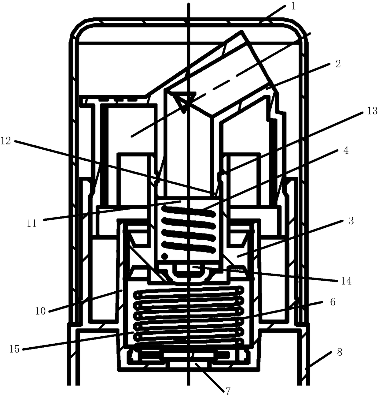 Double-valve vacuum pump with piston opening and closing control, container and method