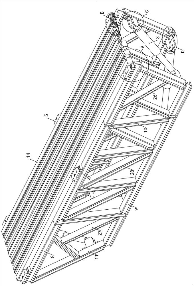 Building steel box girder external prestress buffering device and construction technology