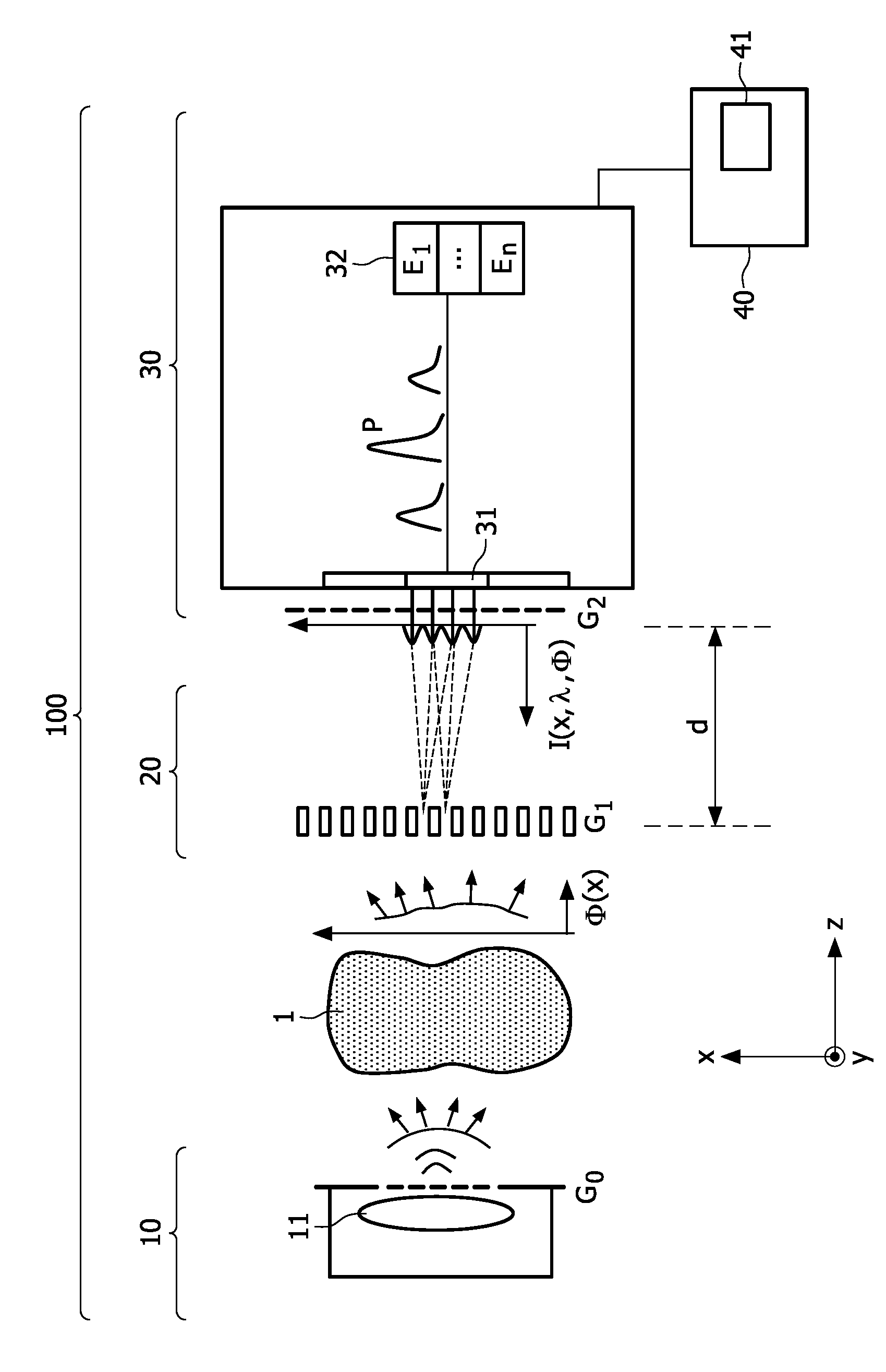 Detection setup for X-ray phase contrast imaging