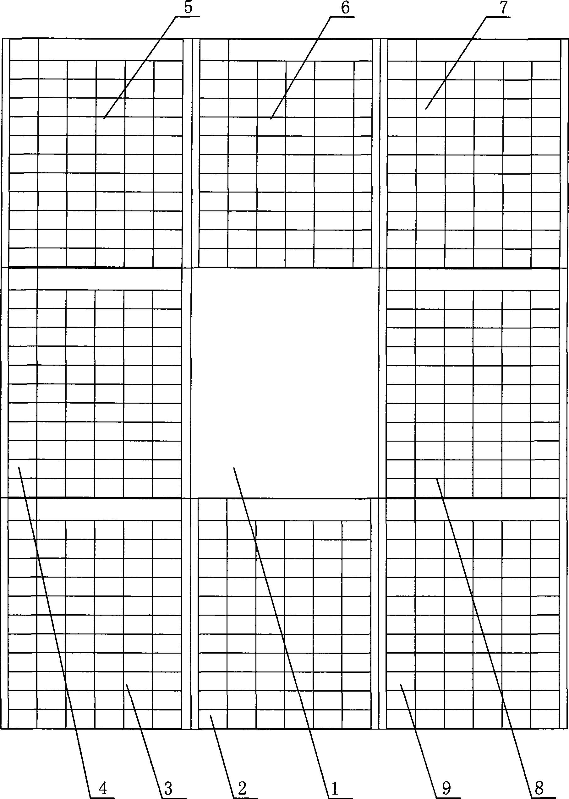 Composition style practicing template of nine-check