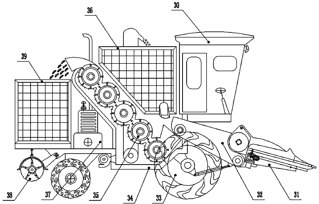 Novel grain corn combine harvester