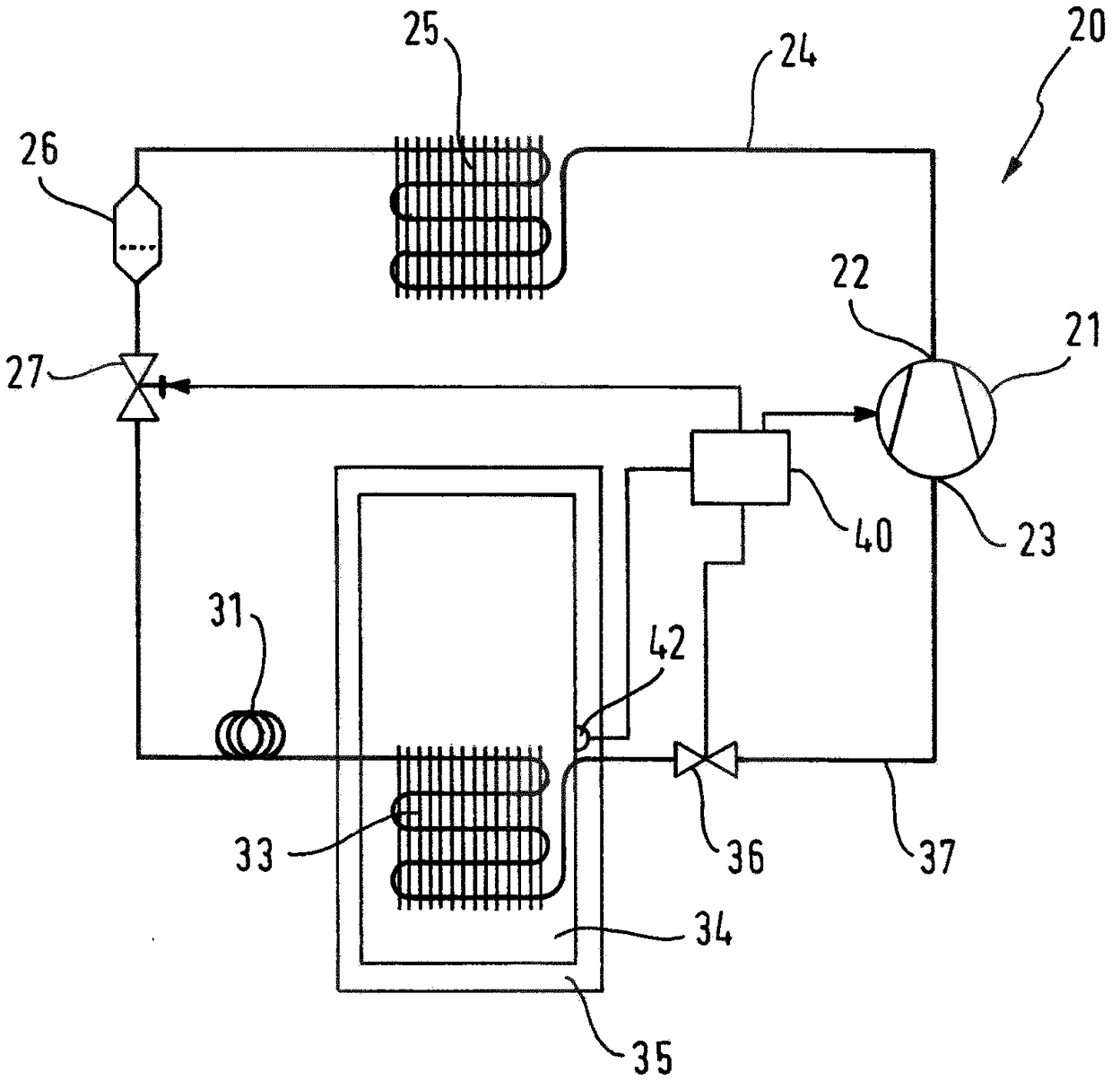 Refrigerator having a freezer box and a refrigerant circuit and method for operating a refrigerator