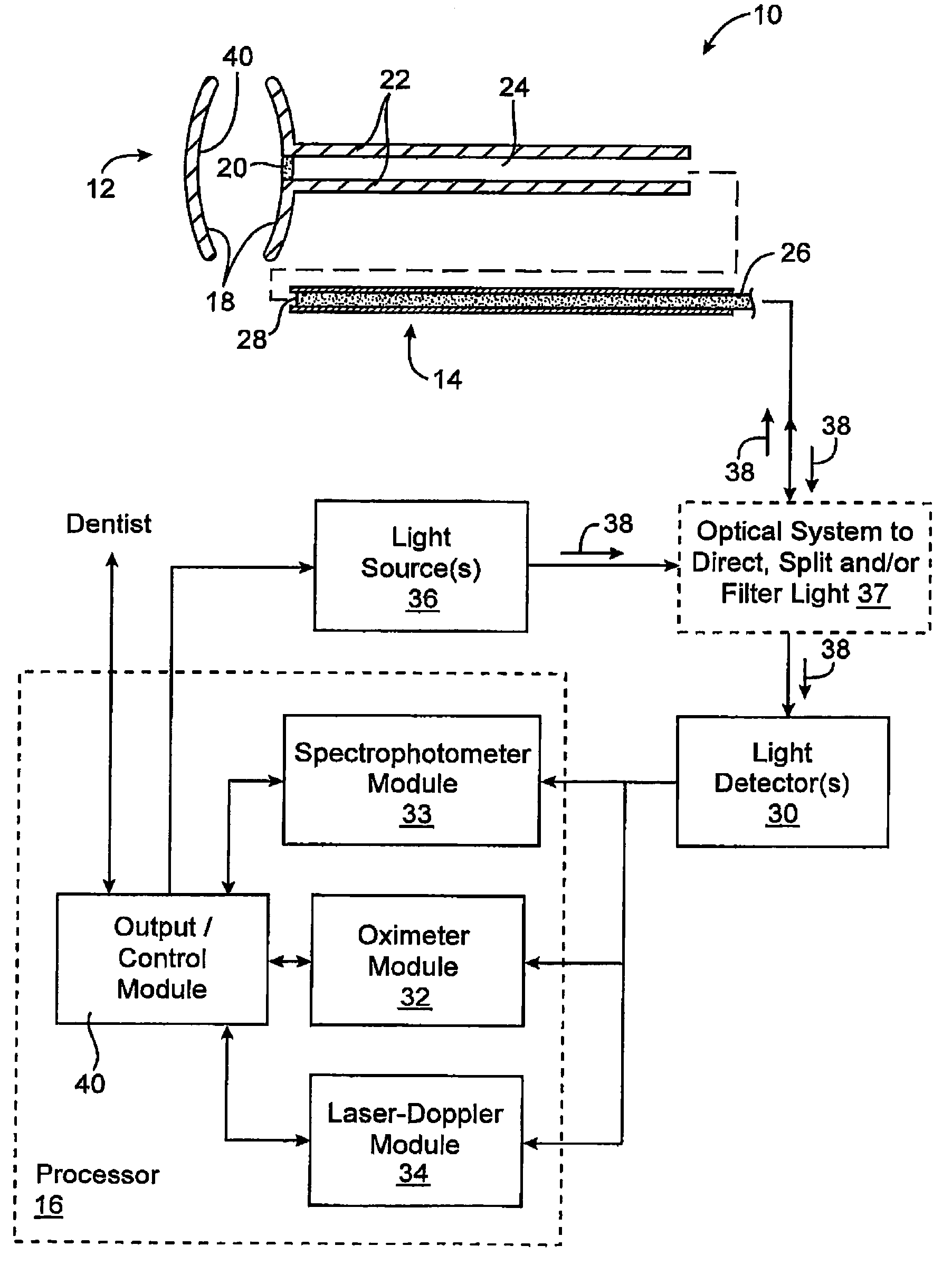 Oral health measurement clamping probe, system, and method