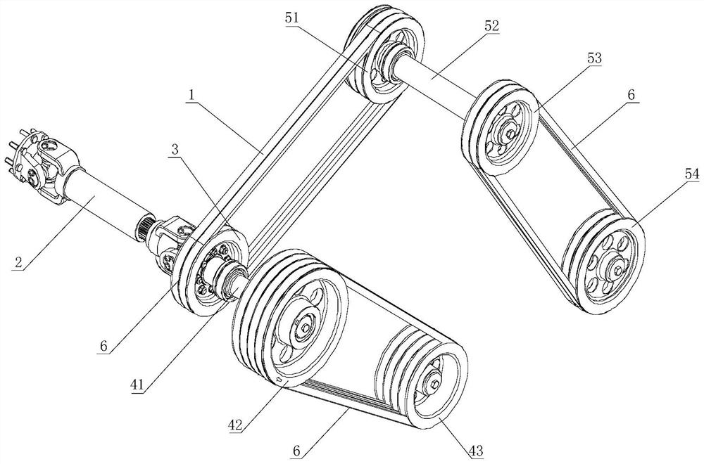 Transmission structure of mulching film recycling machine and mulching film recycling machine