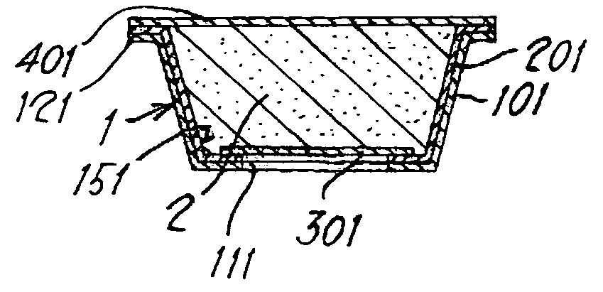 Precharged ground coffee capsule, method for its production and apparatus for implementing said method