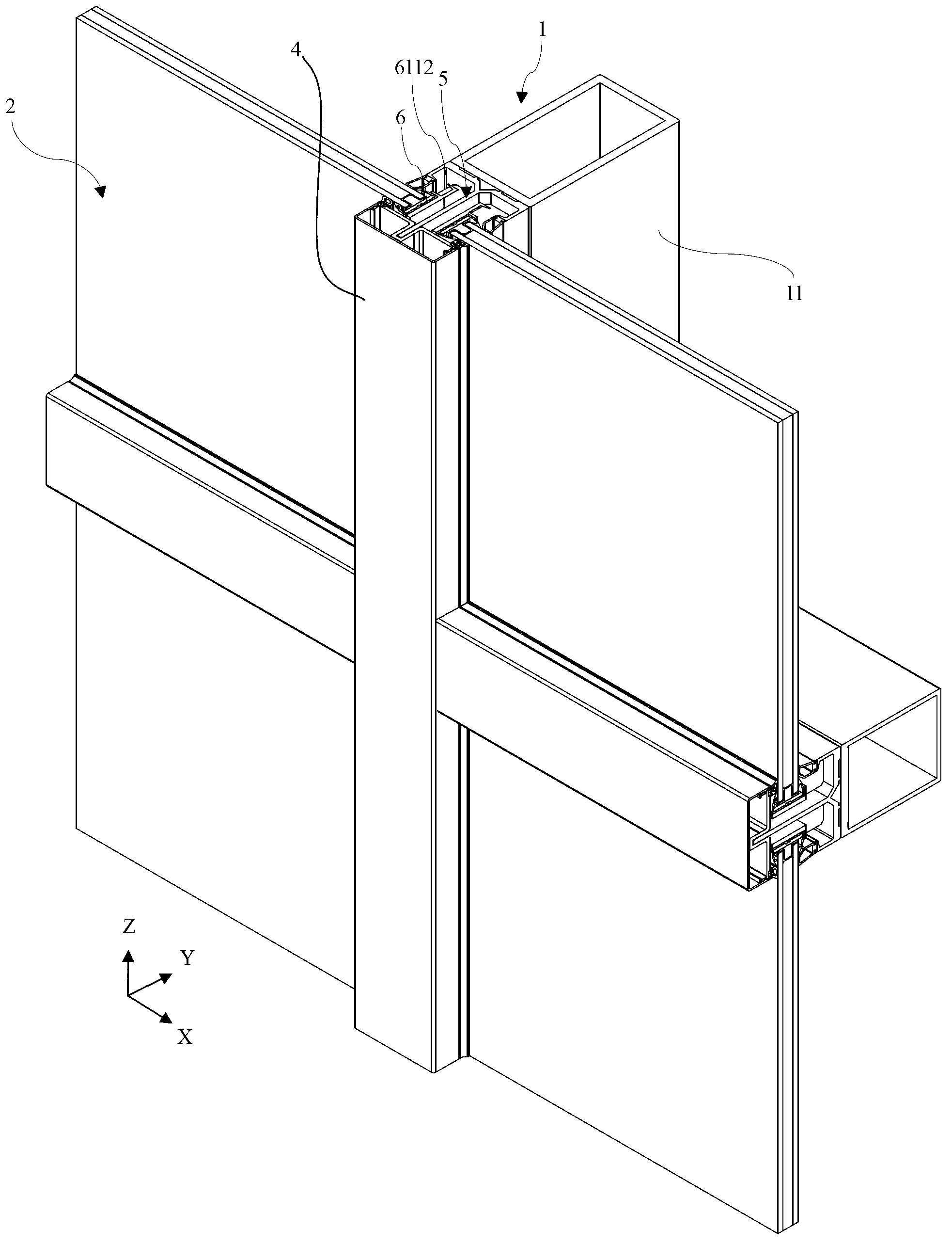 Explosion-proof and anti-riot glass curtain wall mounting structure with buffer function and mounting method of mounting structure