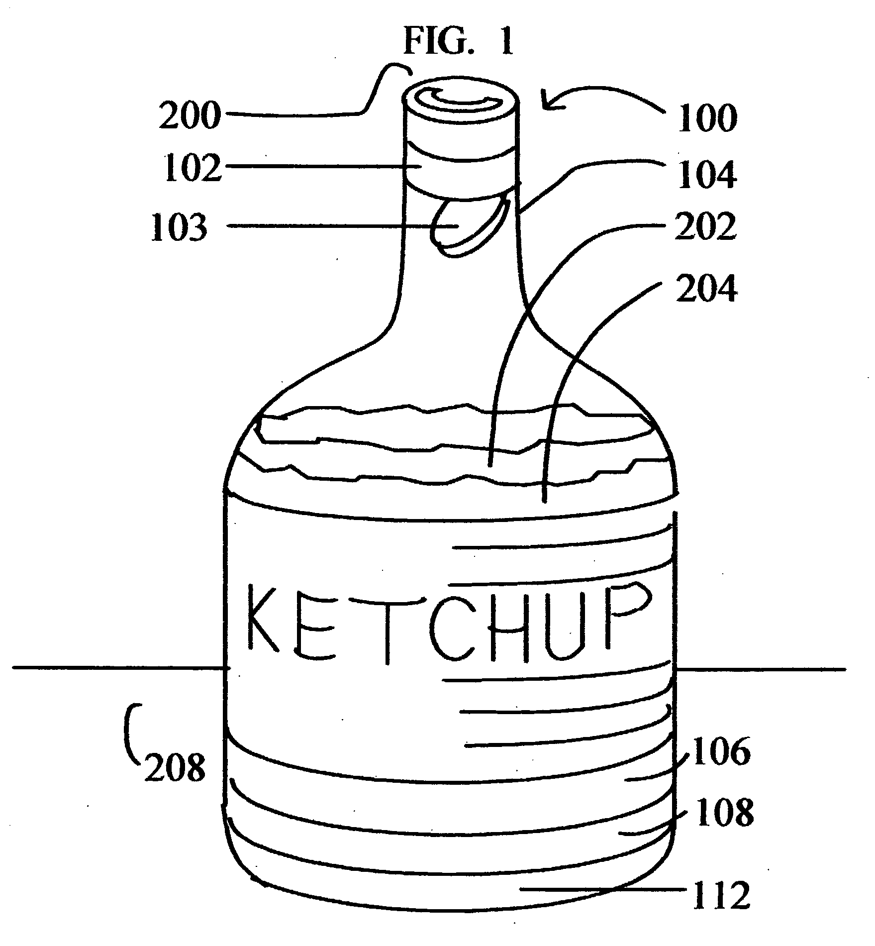 Gravity-fed liquid chemical dispensing bottle