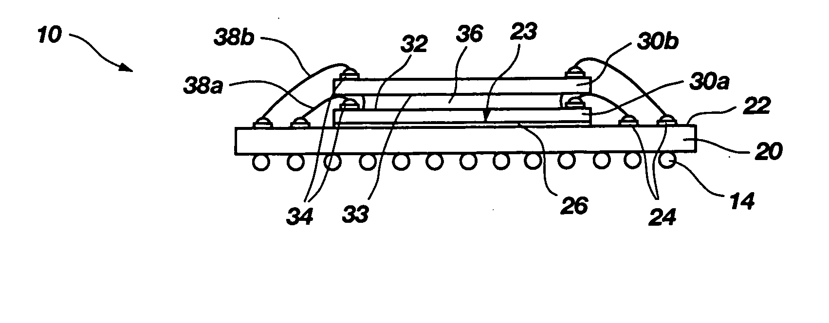 Methods for assembling semiconductor devices in superimposed relation with adhesive material defining the distance adjacent semiconductor devices are spaced apart from one another