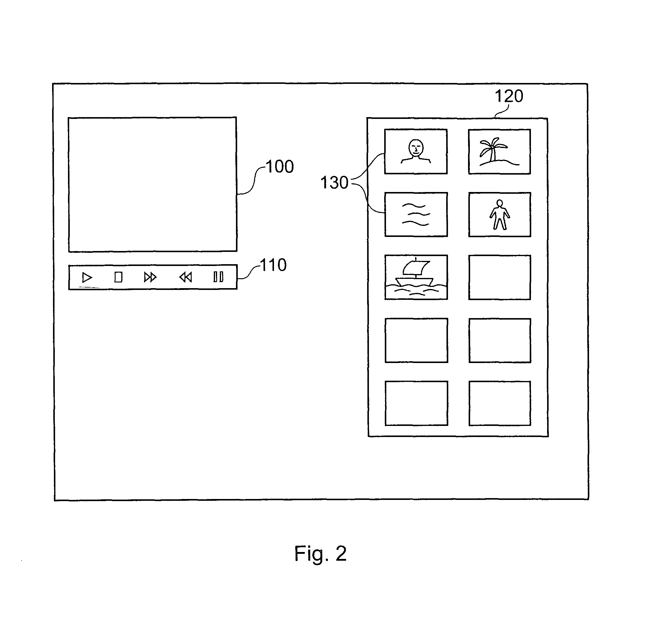 Video display for displaying a series of representative images for video