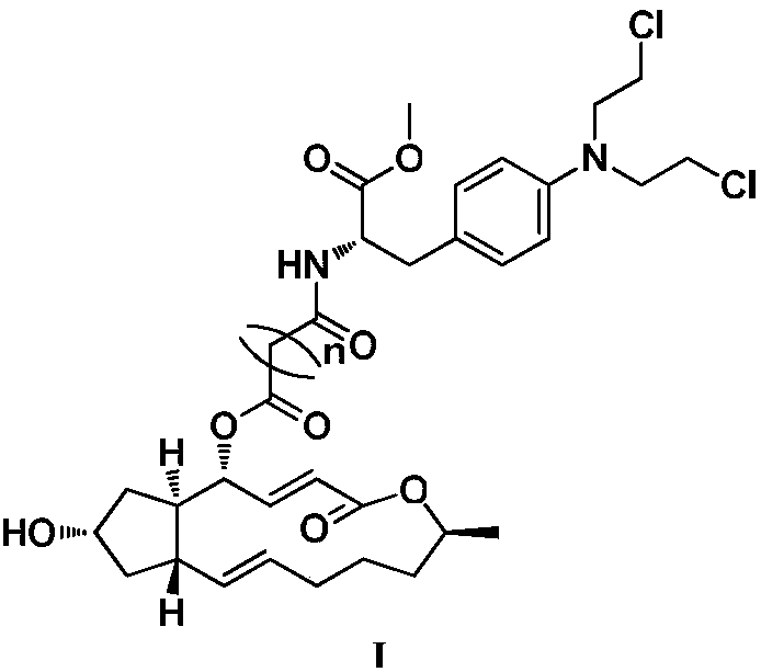 Brefeldin A derivative with melphalan-based chlormethine linked at site 4, preparation method and uses thereof