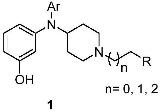 N, N-(4-piperidyl, aryl)-3-aminophenol derivative, pharmaceutical composition and application thereof