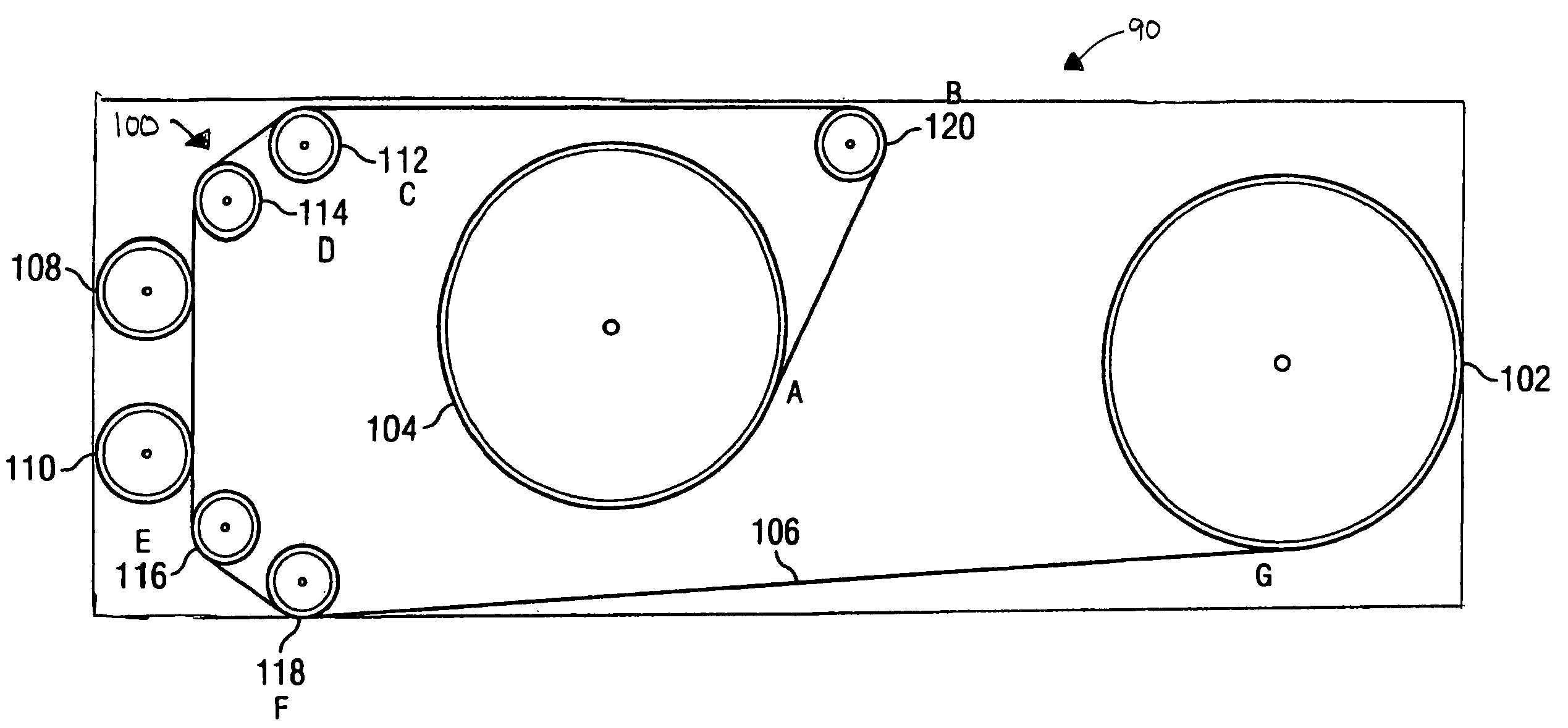 Roller guide tape path