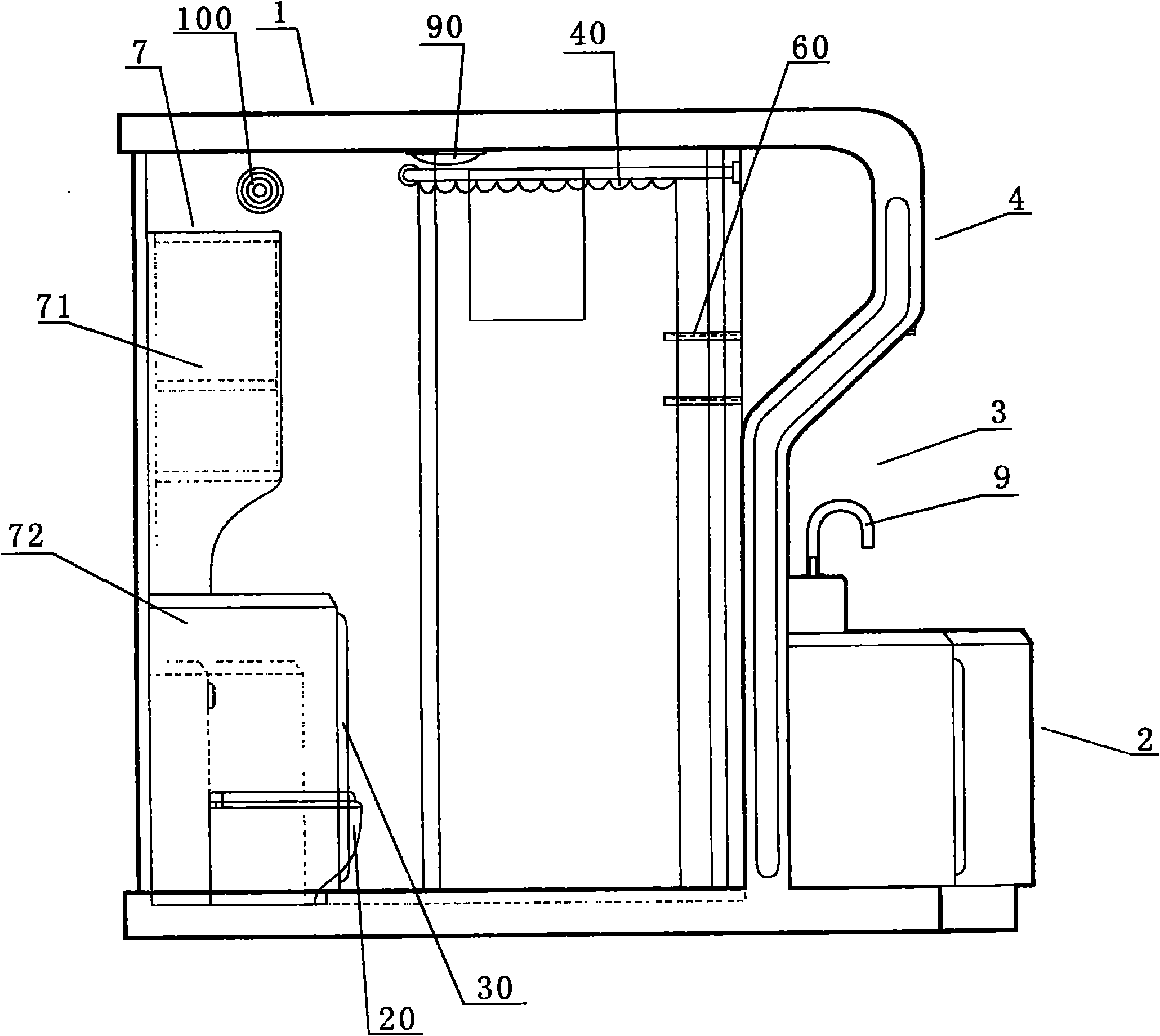 Integral kitchen-bathroom device