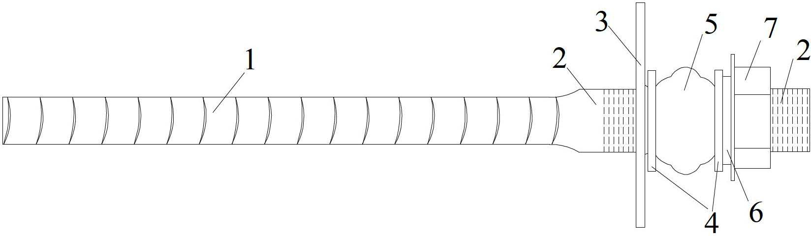 High-strength metal pressure-yielding anchor rod with headed tail