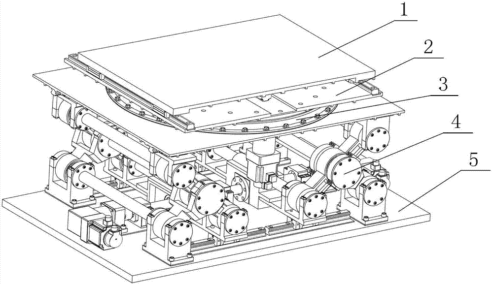 Multi-shaft posture adjusting platform for airplane engine mounting