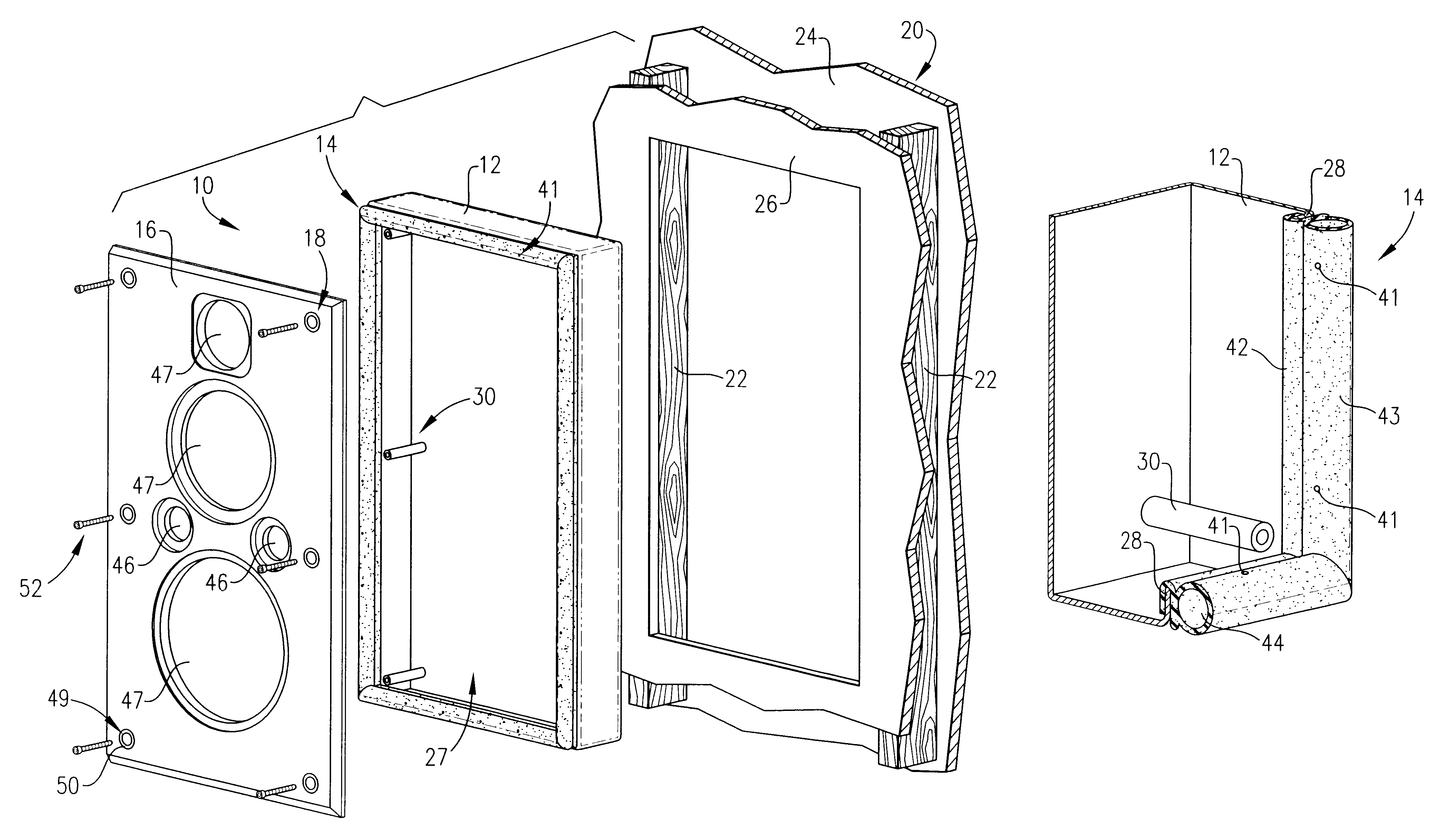 Speaker enclosure and mounting method for isolating and insulating faceplate and speakers from a surrounding mounting surface