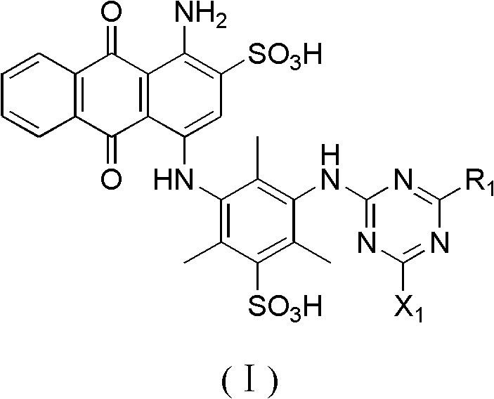 High-performance anthraquinone cobalt blue mixed reactive printing dye