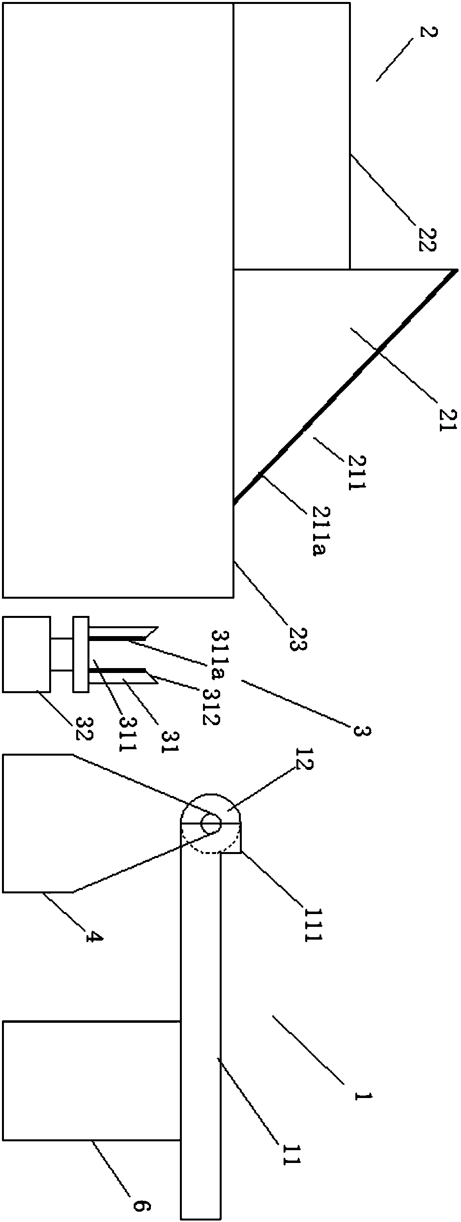 Swing arm type turnover device for T-shaped elevator guide rail