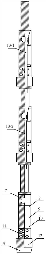 A segmented hydraulic shock fracturing string for a long-span well and its implementation method