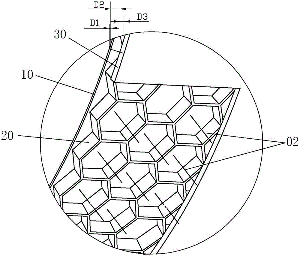 Three-layer co-extrusion sandwiched honeycomb pipe and production technology thereof