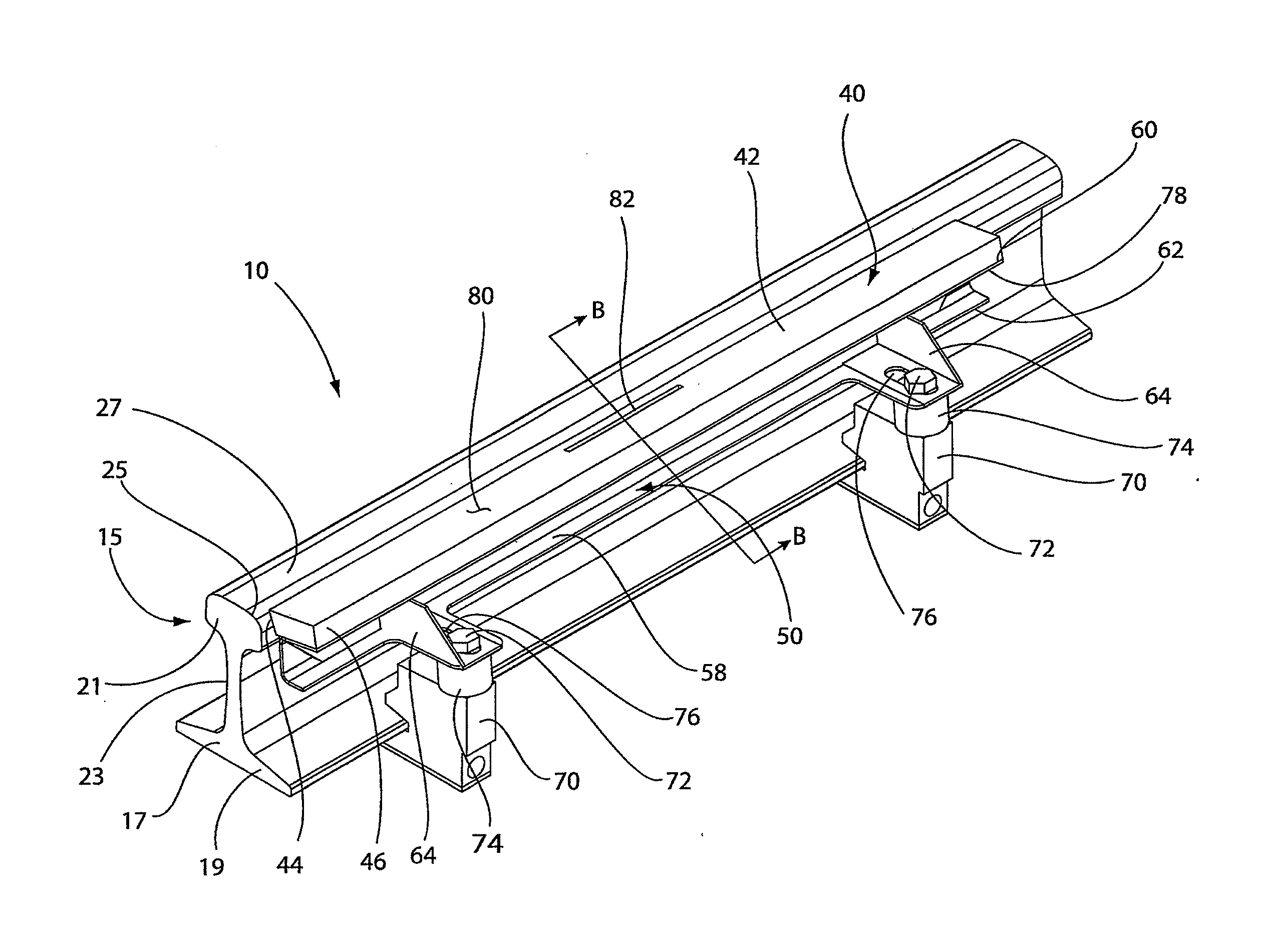 Top of rail resilient bar