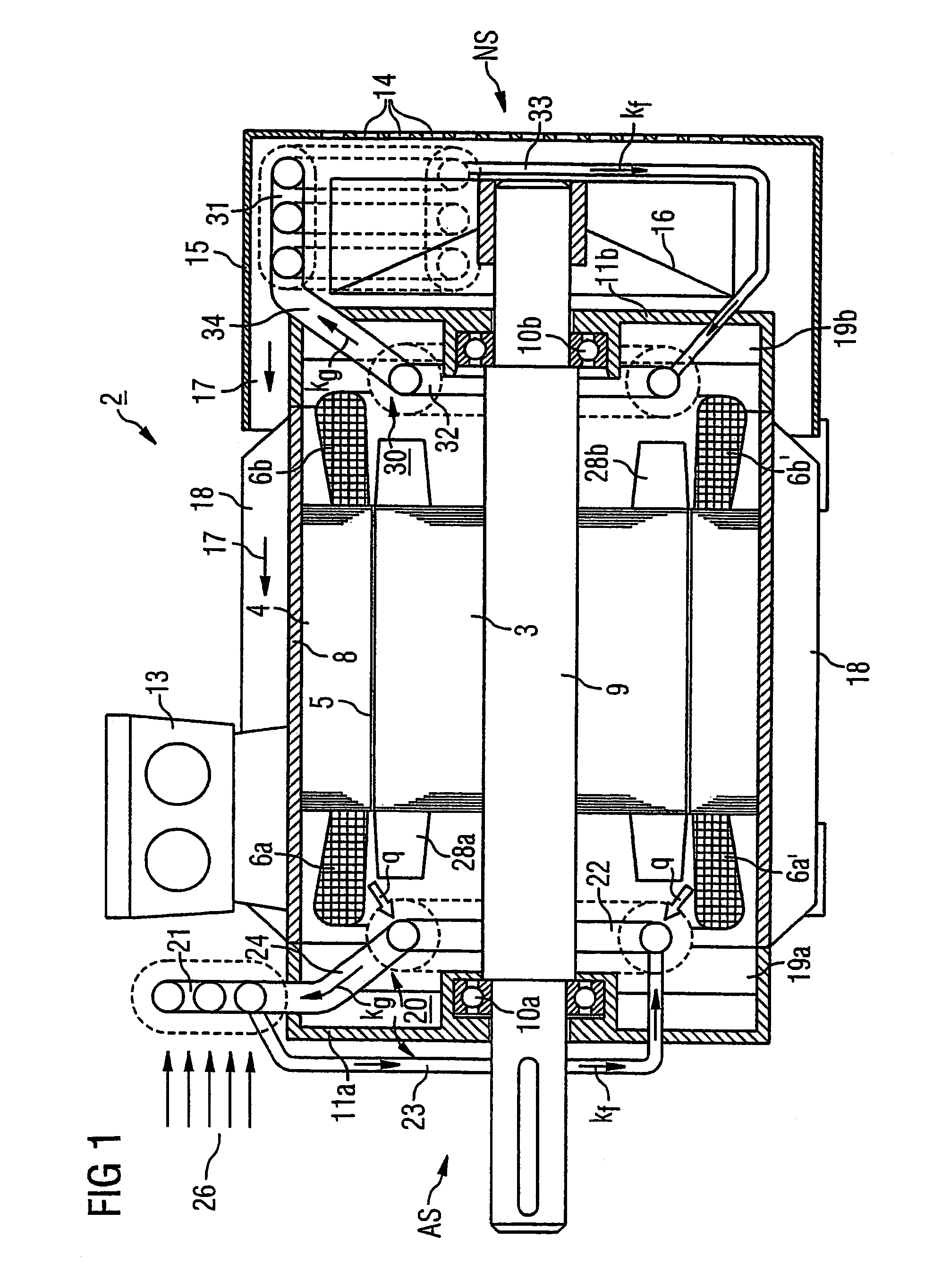 Electric machine with thermosiphon-type cooling system