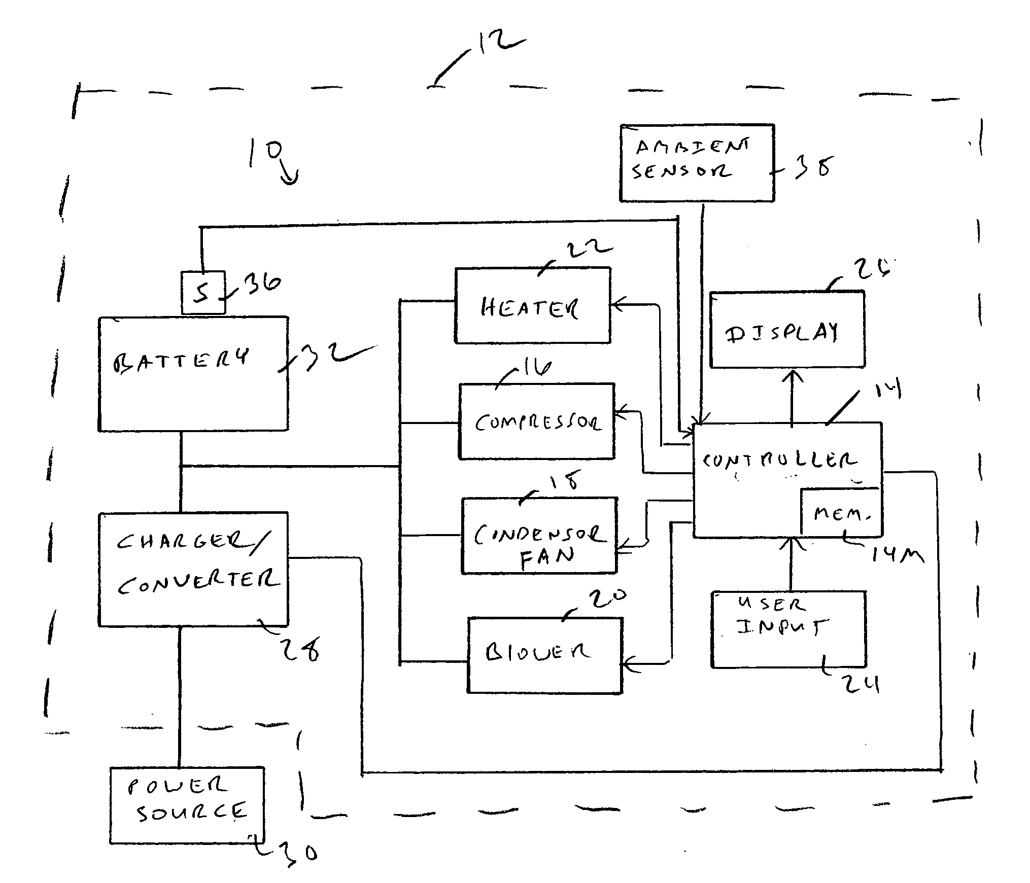 Air conditioner control for vehicular no-idle system using batteries