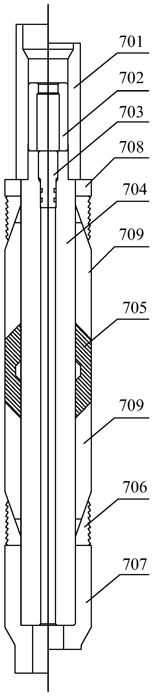 Tubular column string and bridge plug setting and sand blasting perforation combining method