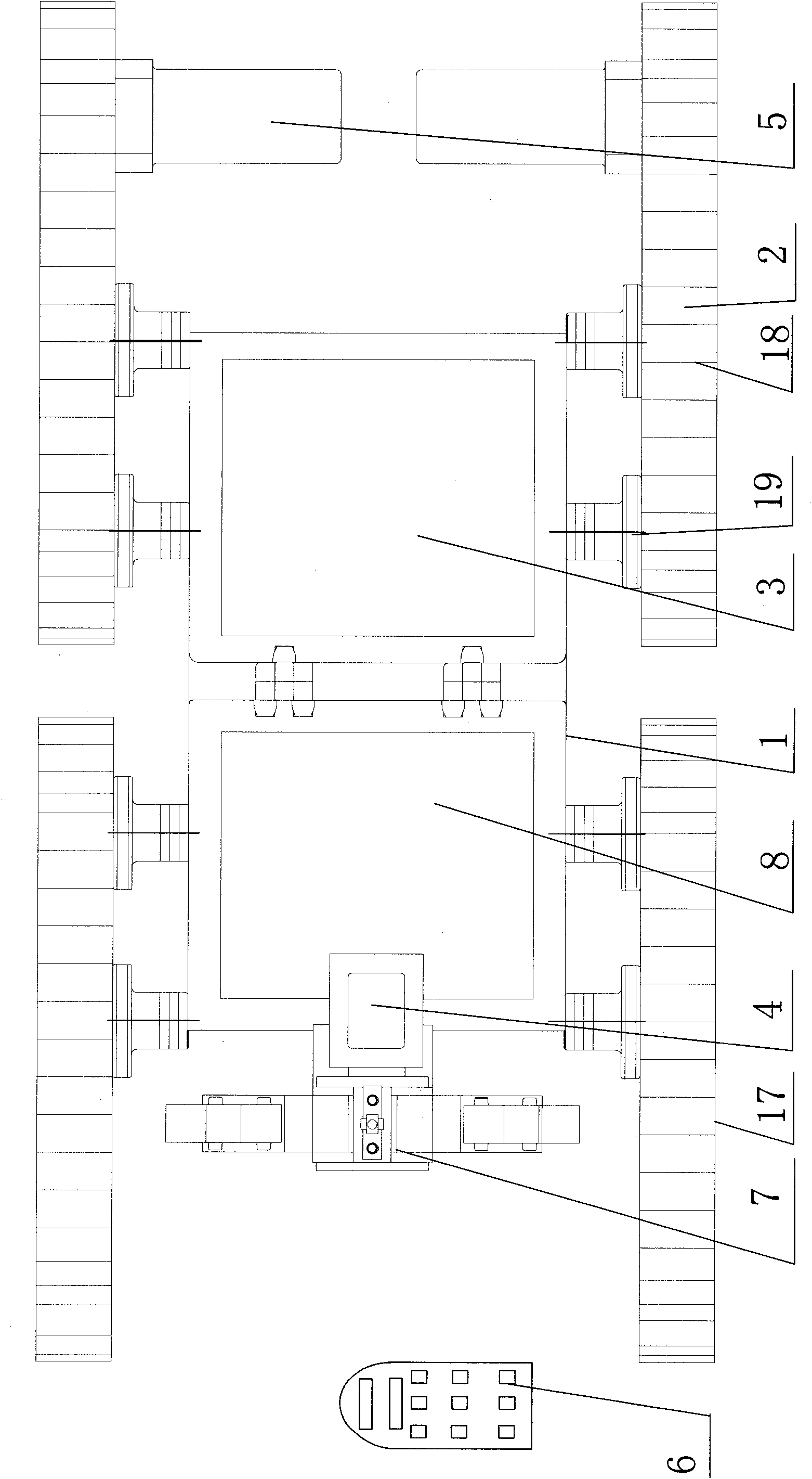 Automatic on-line detecting device for welding lines of mast of wind driven generator