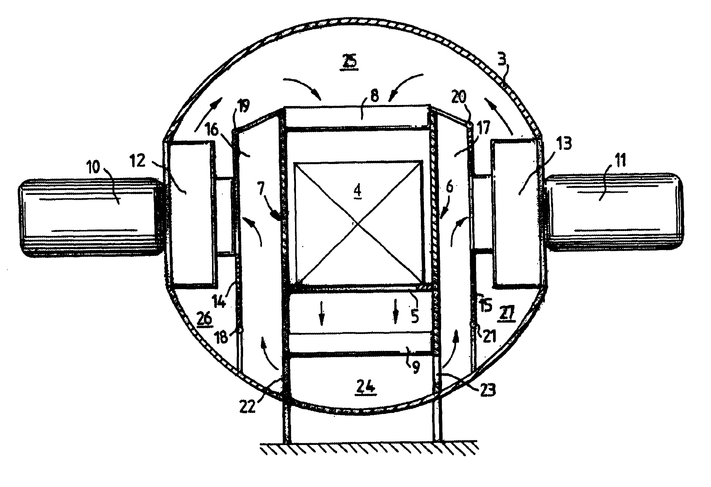 Apparatus for the treatment of metallic workpieces with cooling gas