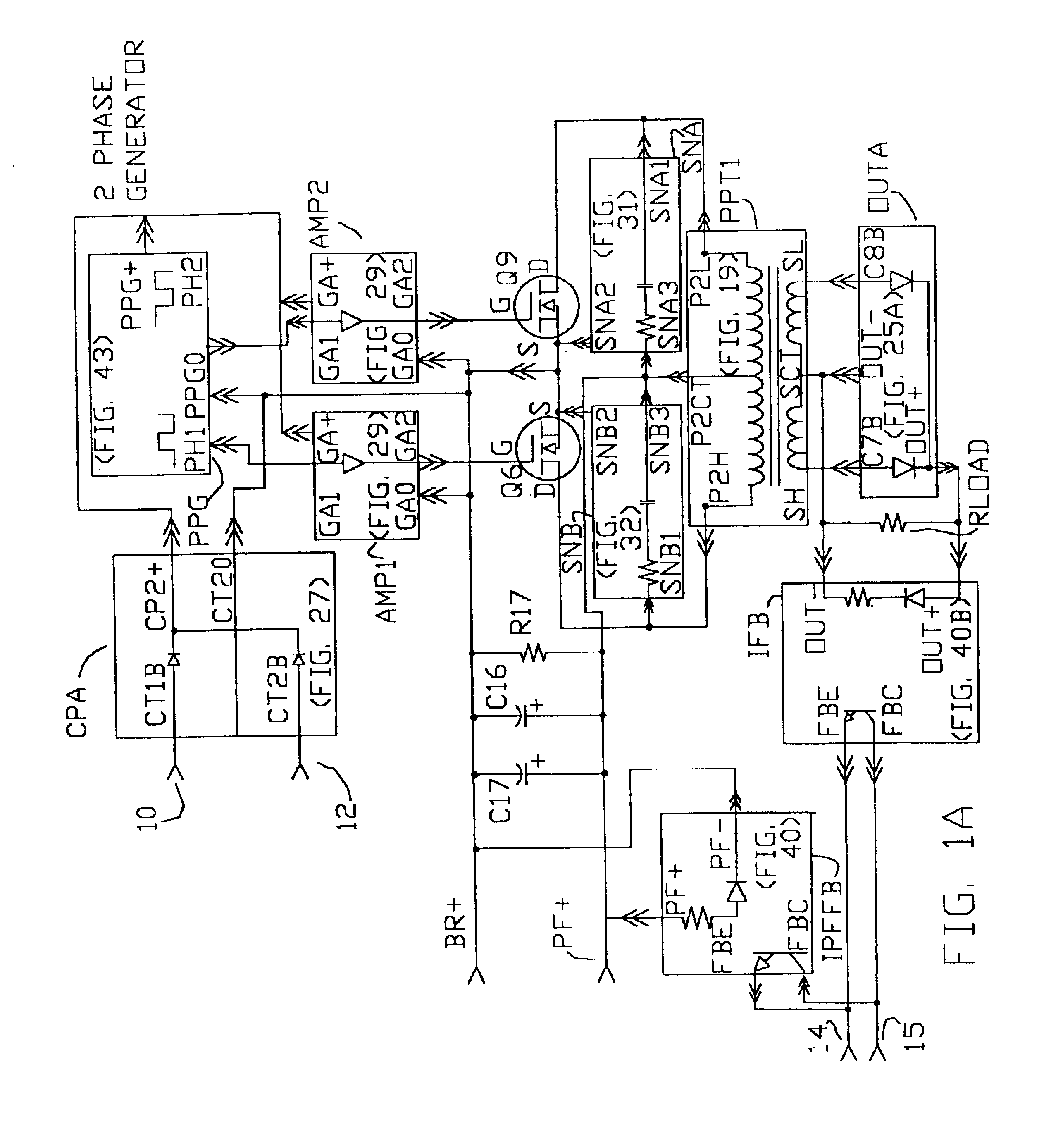 Two-stage converter using low permeability magnetics