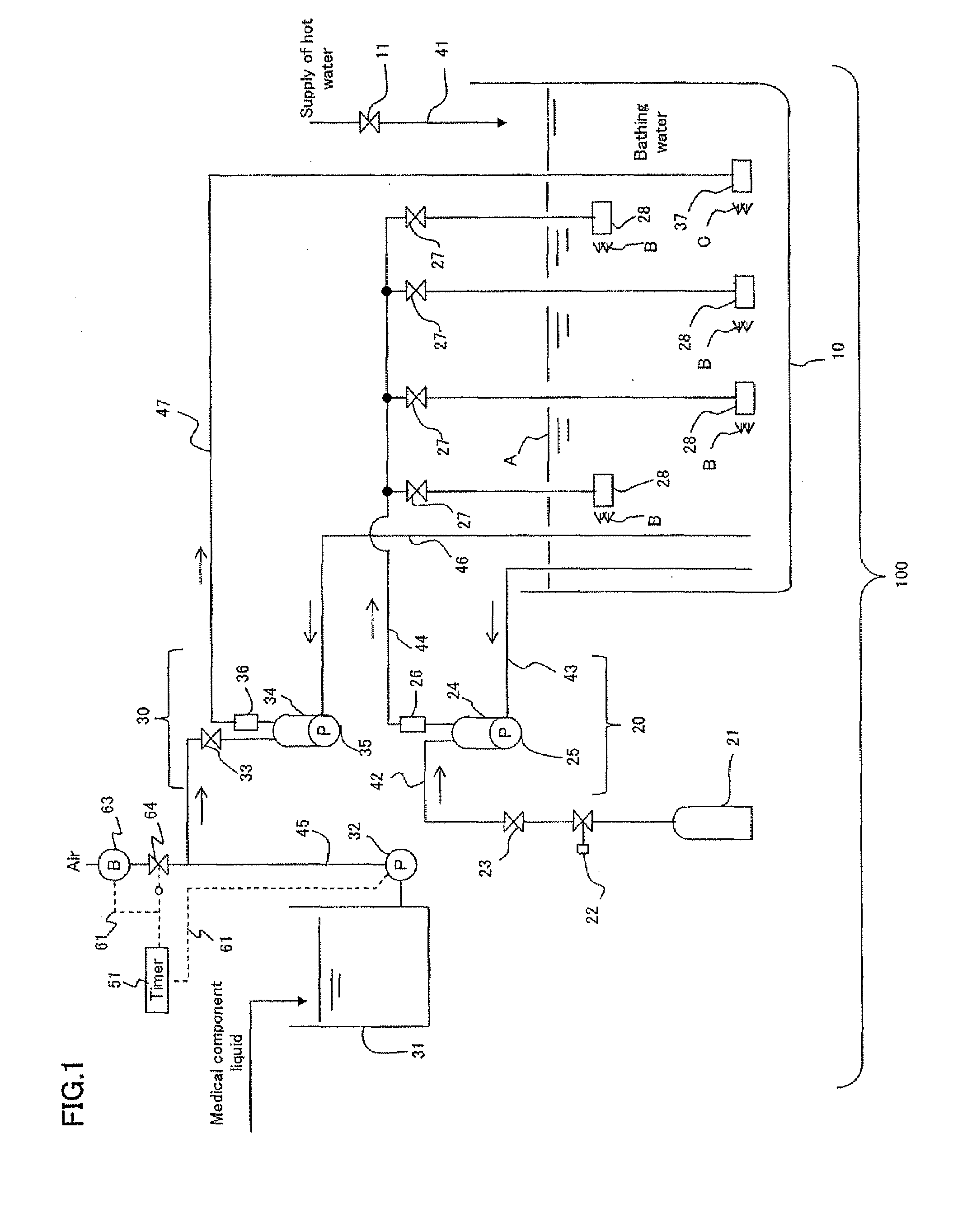 Bathtub apparatus, therapeutic bathtub apparatus, bathing water and therapeutic bathing water