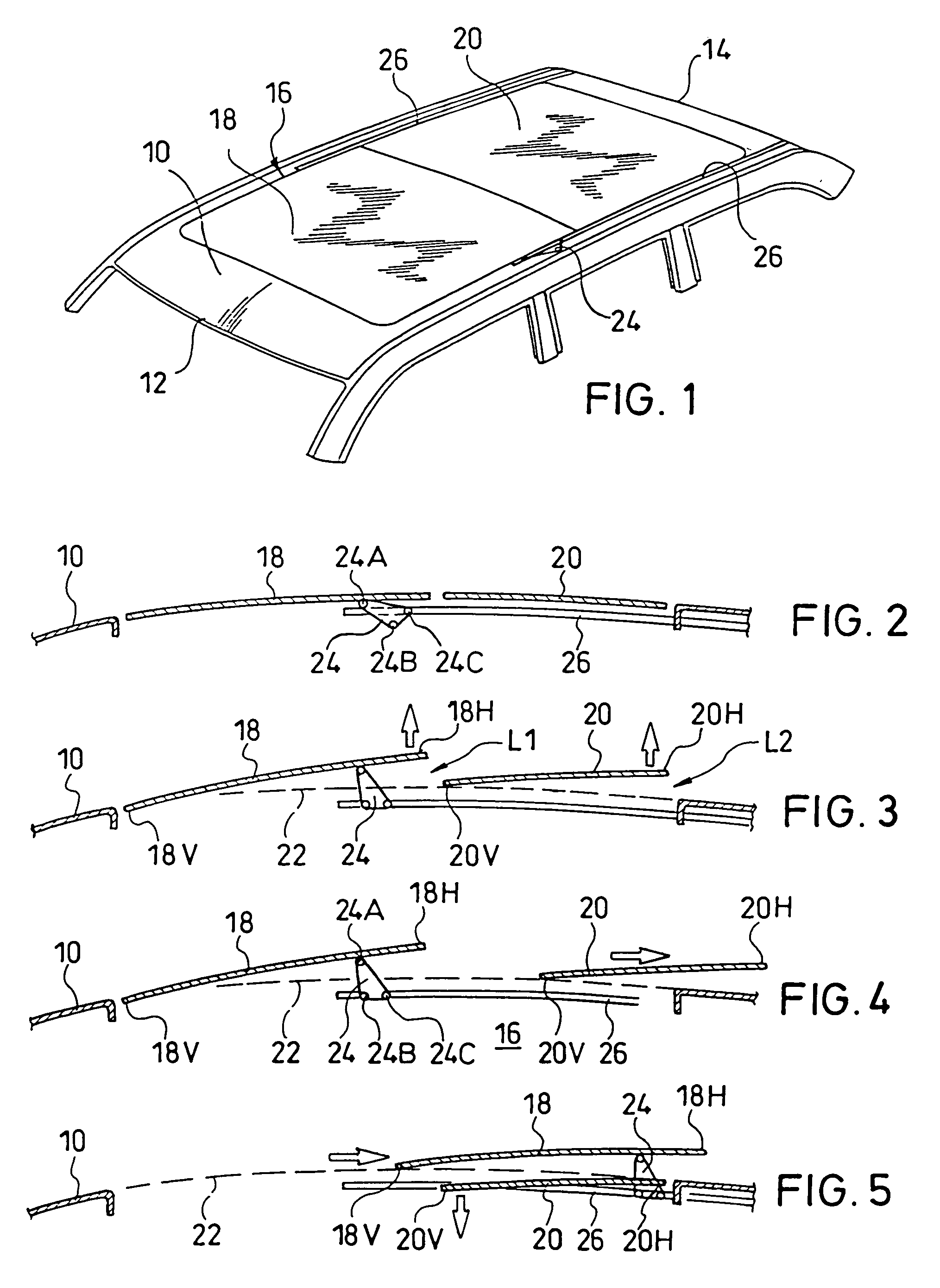 Motor vehicle roof with two openable covers