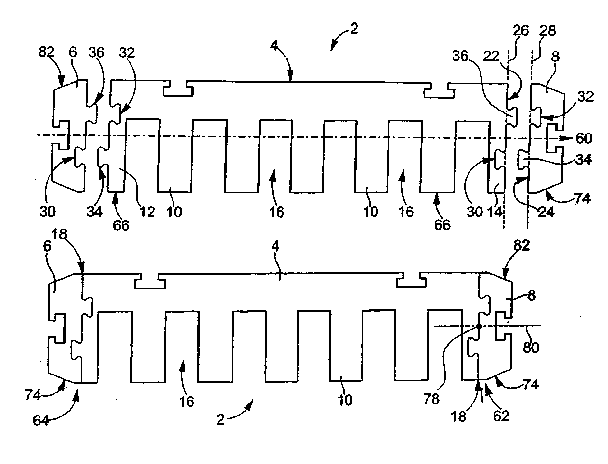 Linear motor with a segmented stator