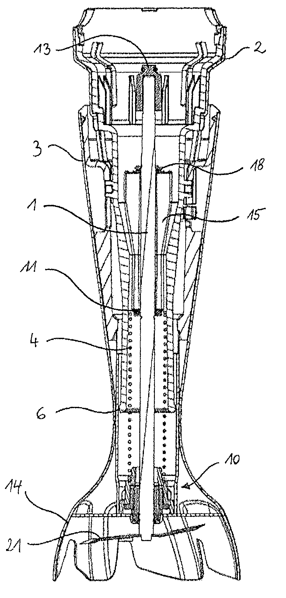 Implement with telescopically movable stem for stirring or comminuting food