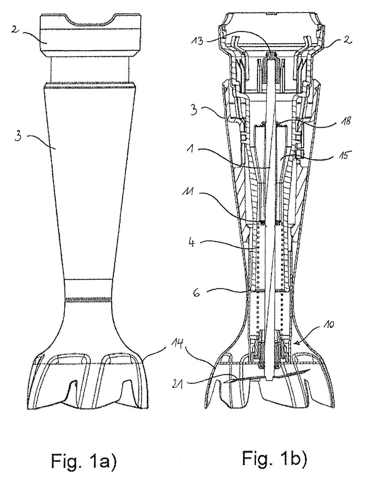 Implement with telescopically movable stem for stirring or comminuting food