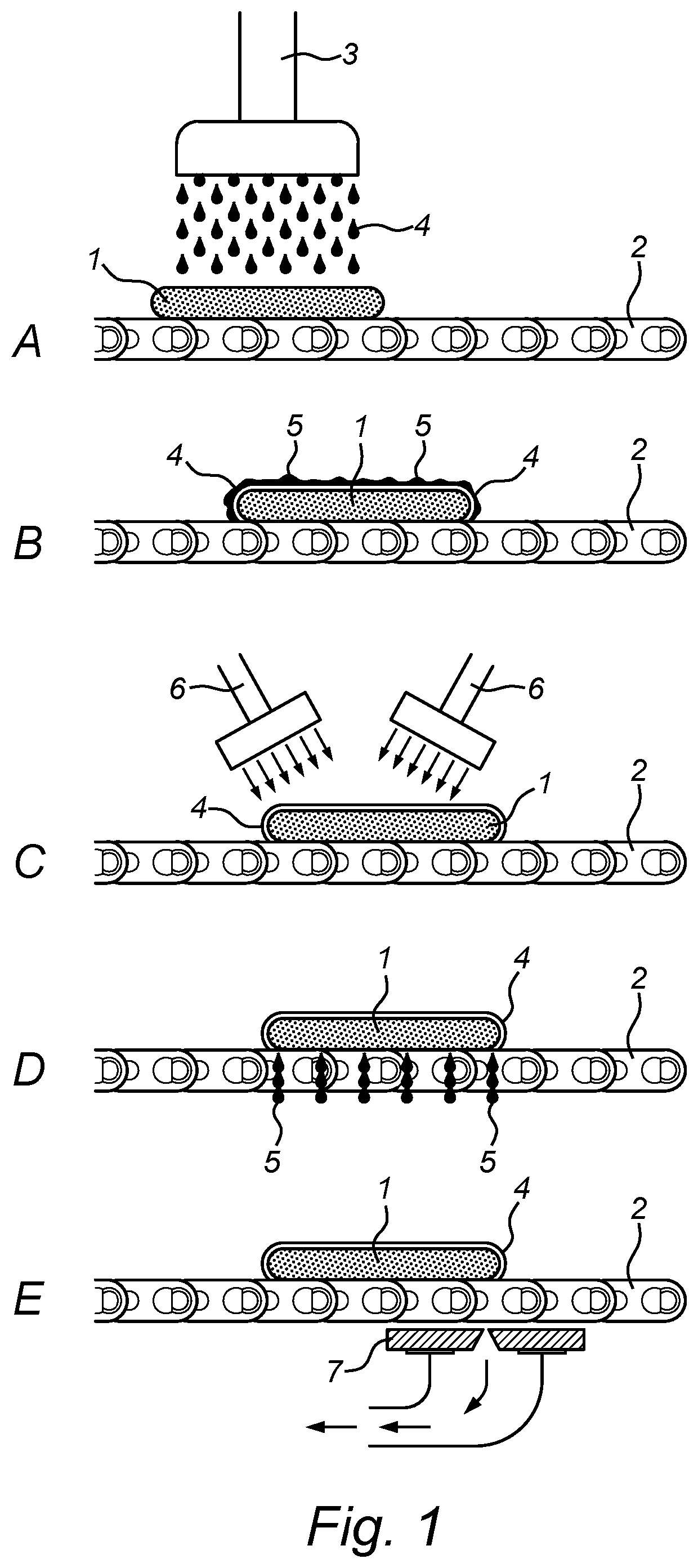 Method and device for applying a consumable treating liquid to an individual meat product, such as a sausage