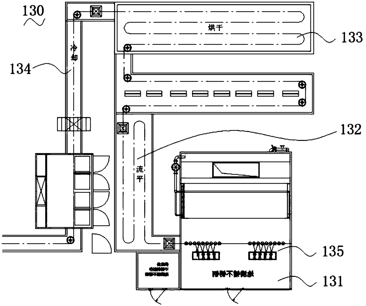 Paint spraying production line for glass plate and paint spraying process