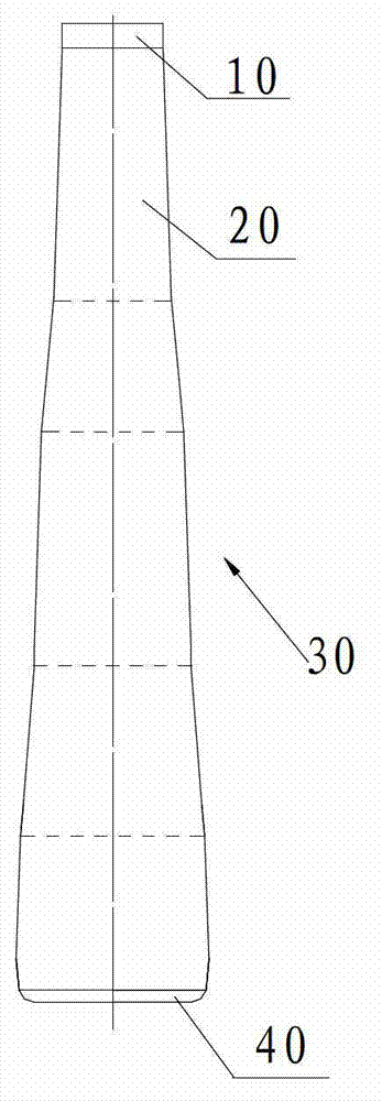 A preliminary mold for manufacturing small-diameter glass bottles based on the blow-blow method