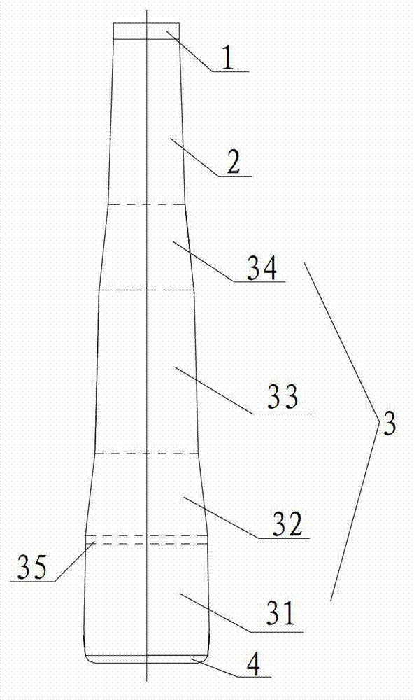 A preliminary mold for manufacturing small-diameter glass bottles based on the blow-blow method