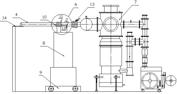 Continuous film coating device and film coating process thereof for inner wall of outer glass tube of solar heat collecting tube