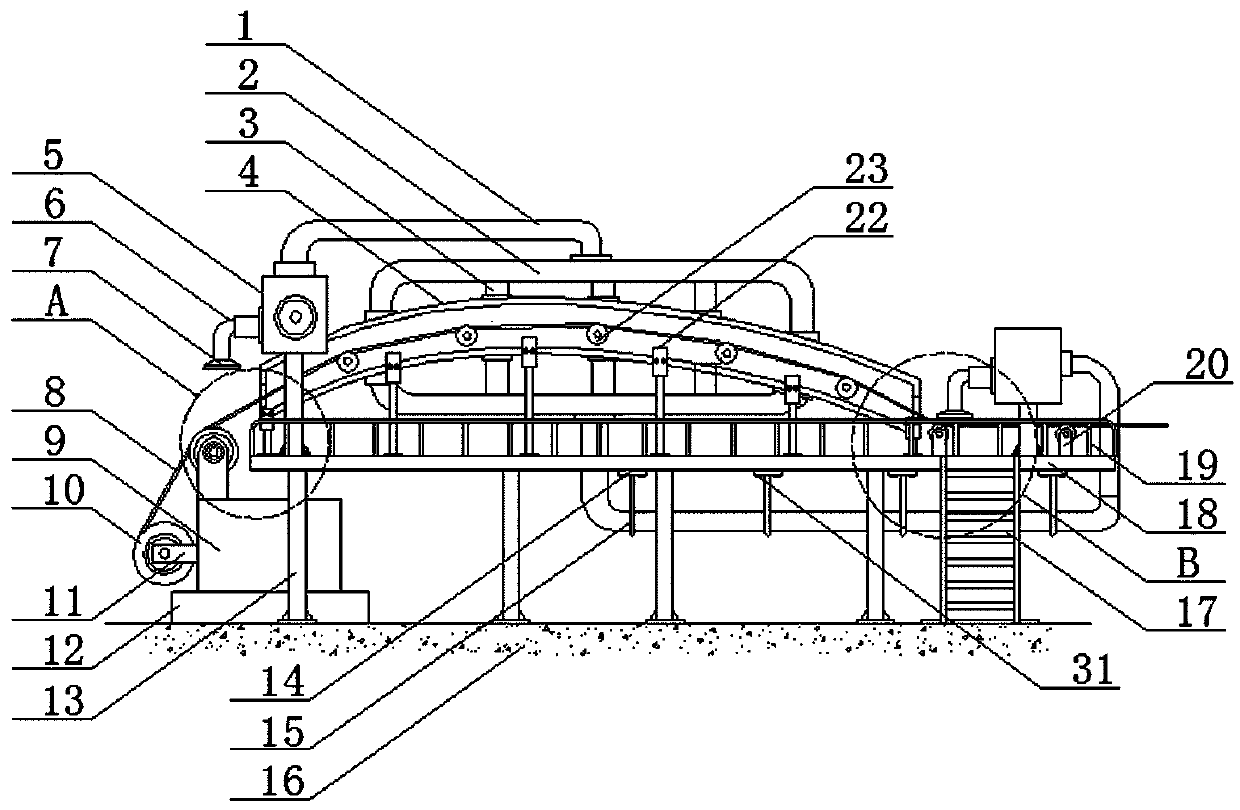 Oven for producing thin carbon felt and production method thereof