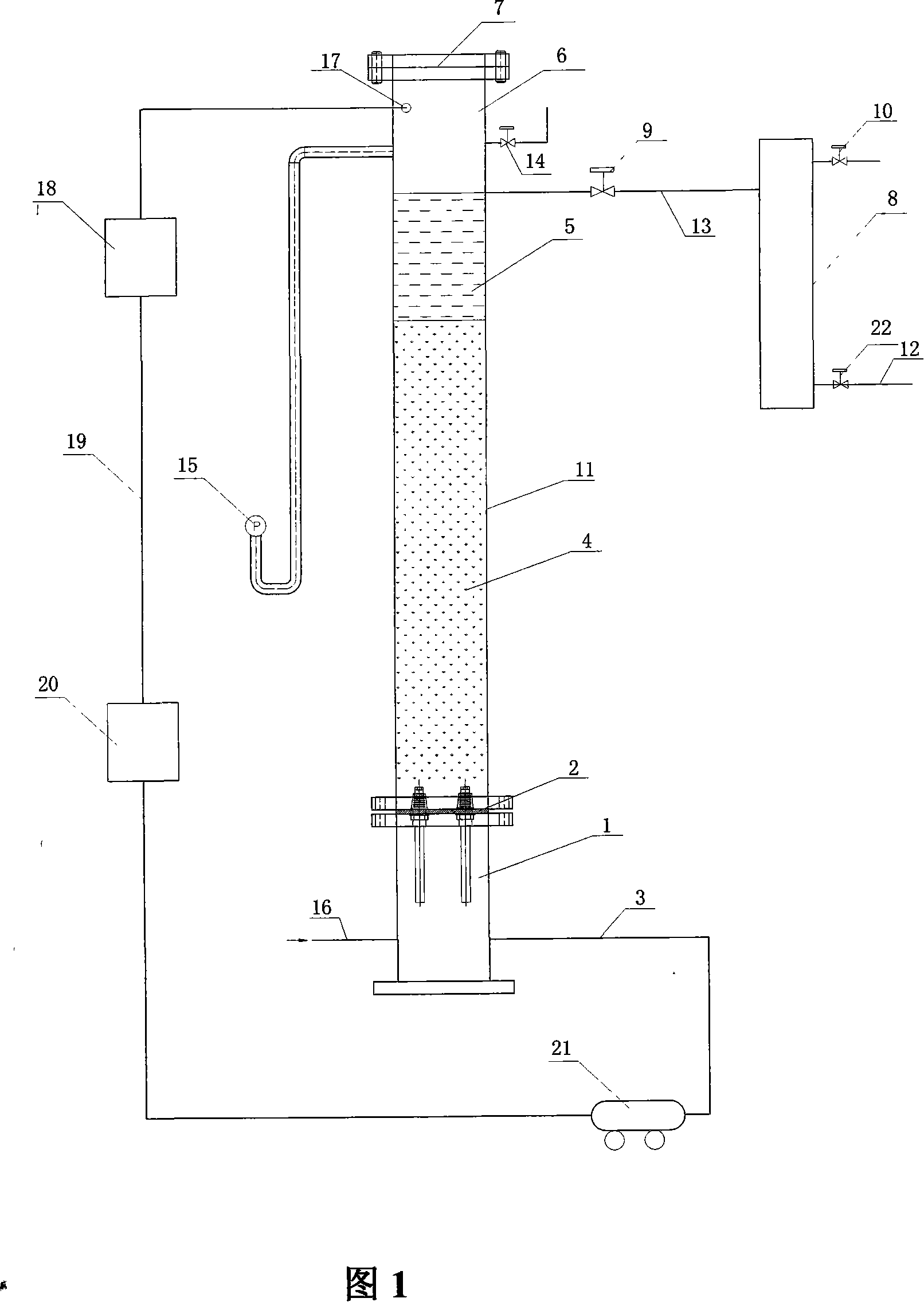 Wastewater treatment technique for pressurization static bed biomembrane reactor