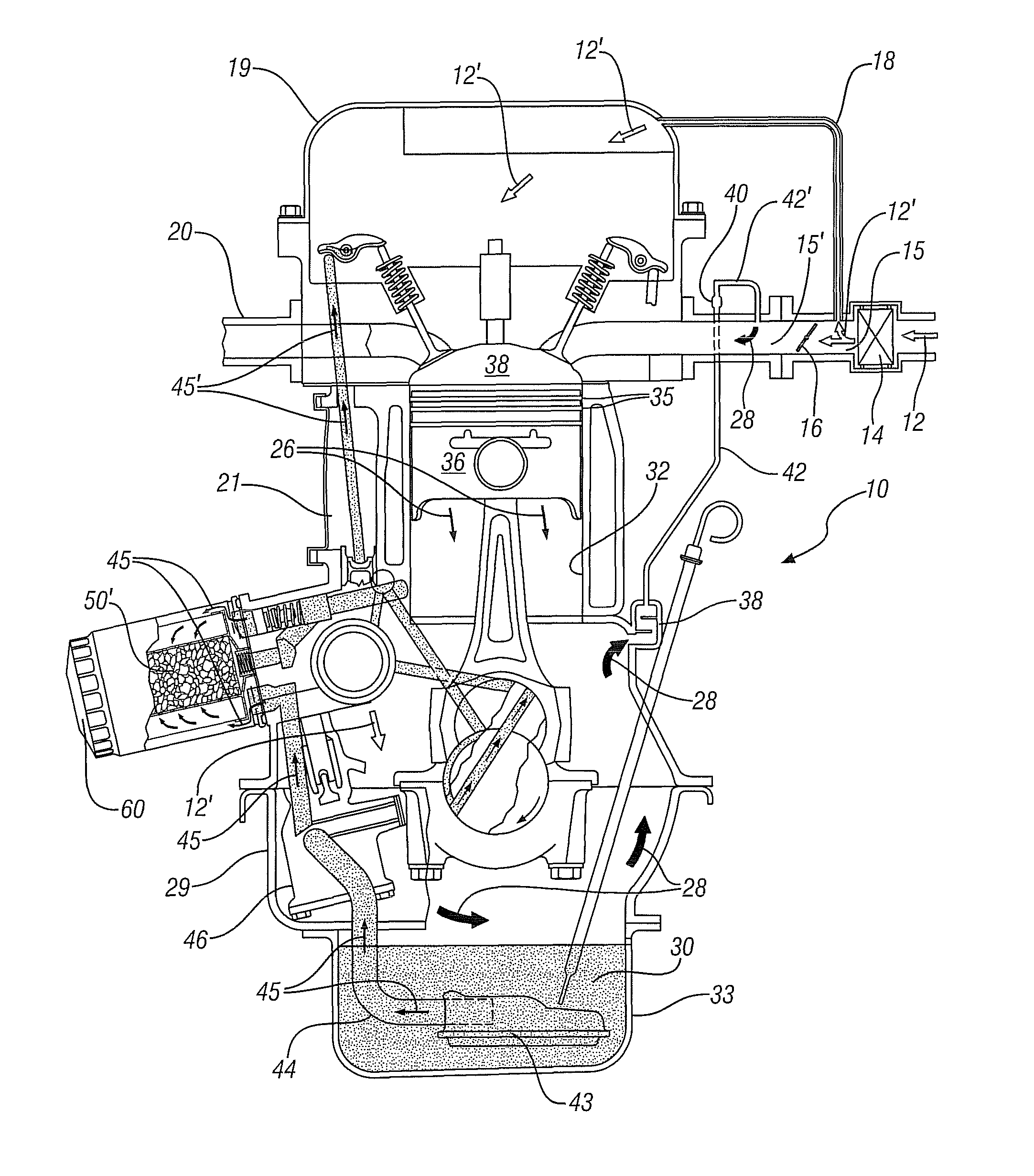 Adsorbent structures for removal of water and fuel contaminants in engine oil