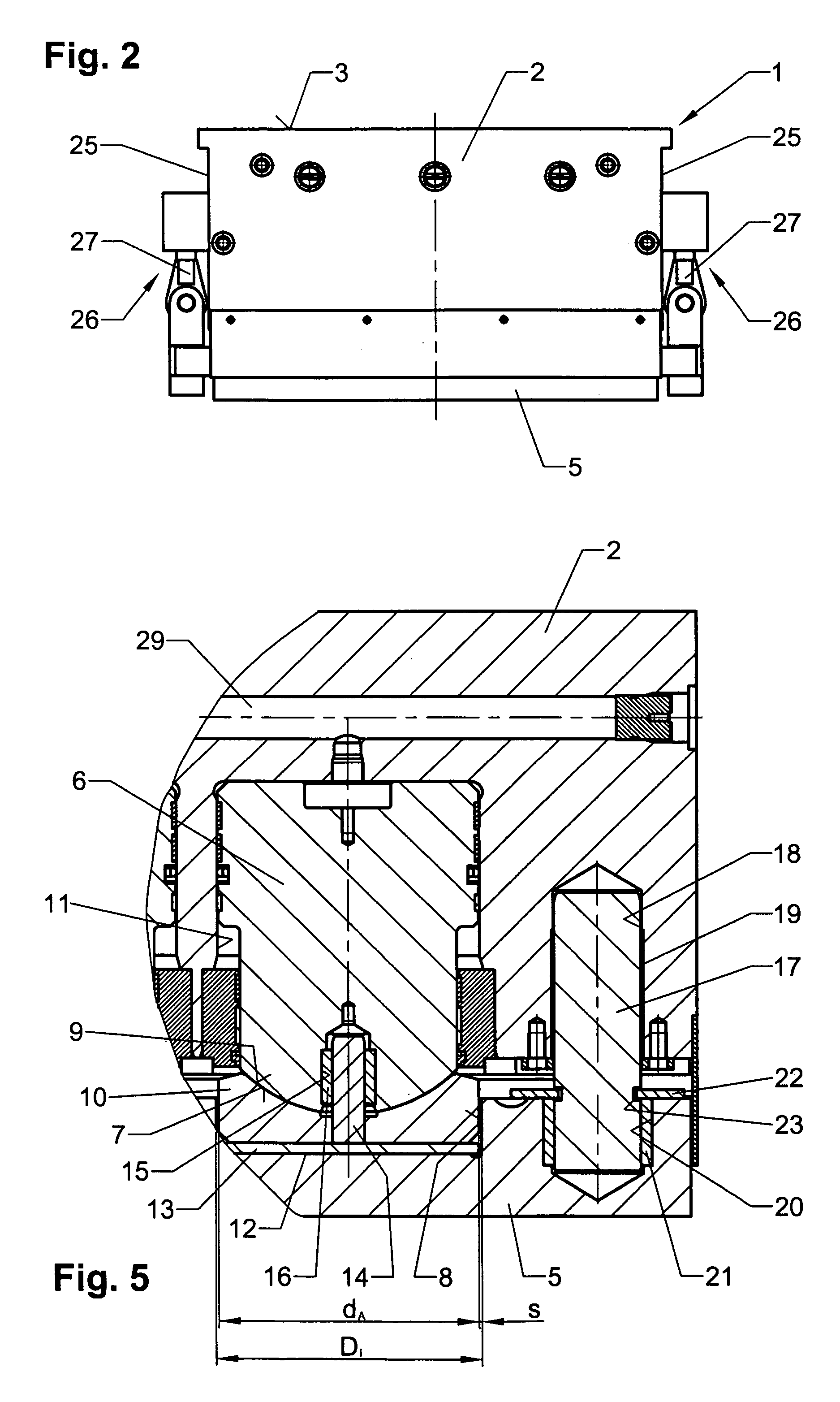 Cylinder unit for mounting on a cross member and/or a table of a device or machine for the deformation of workpieces