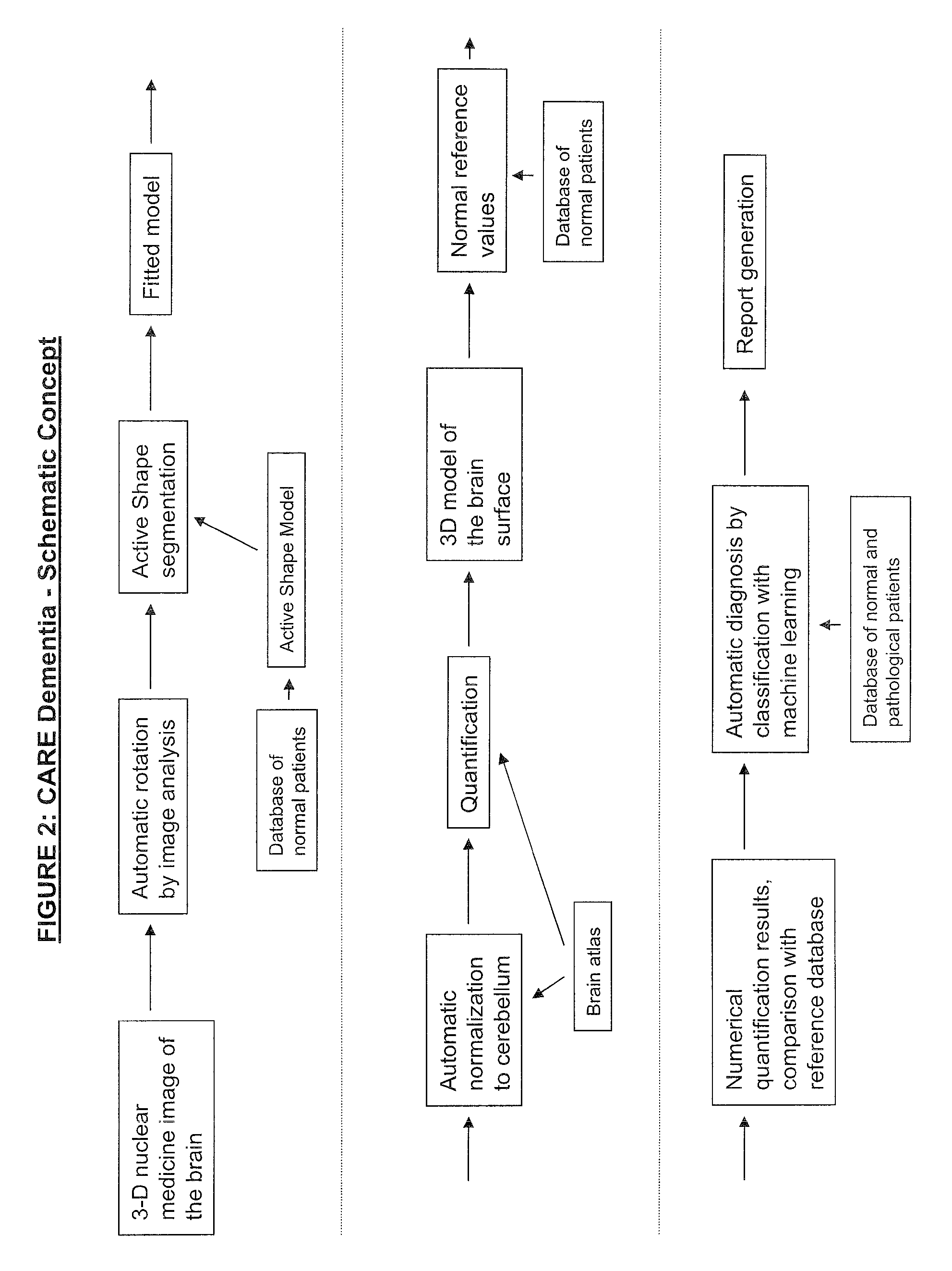 Automatic interpretation of 3-d medicine images of the brain and methods for producing intermediate results