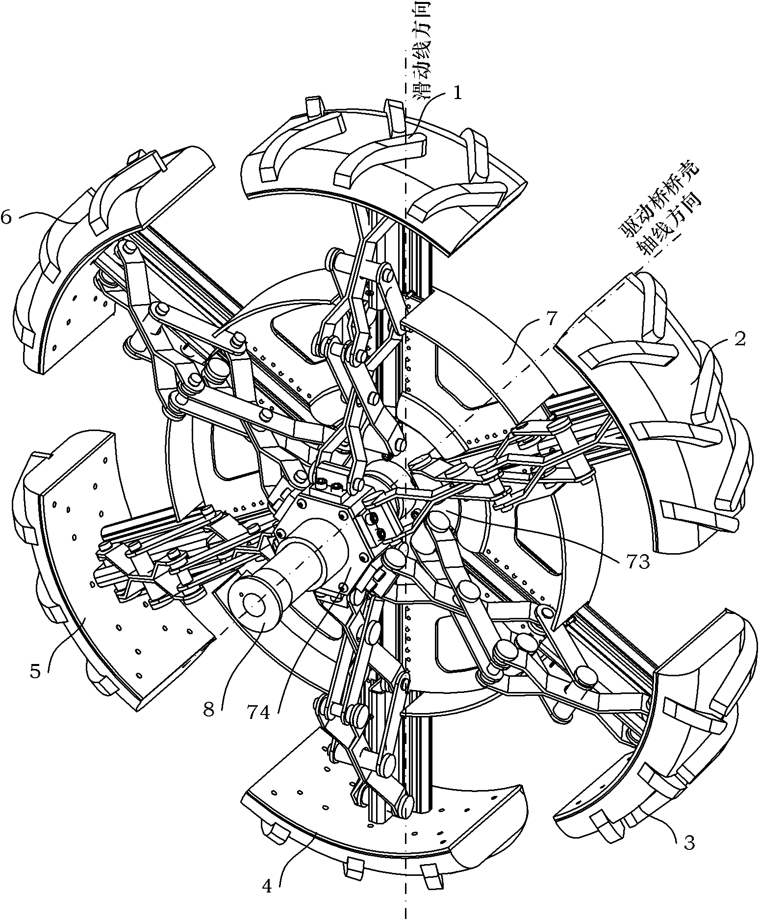 Four-bar linkage wheel carrier suitable for diameter-variable semi-walking wheel