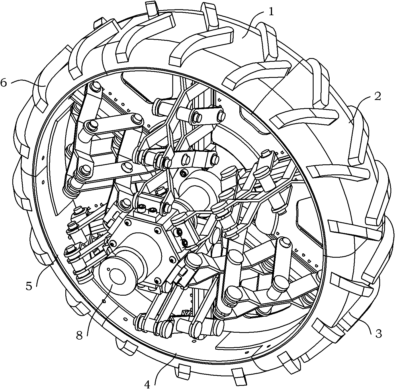 Four-bar linkage wheel carrier suitable for diameter-variable semi-walking wheel