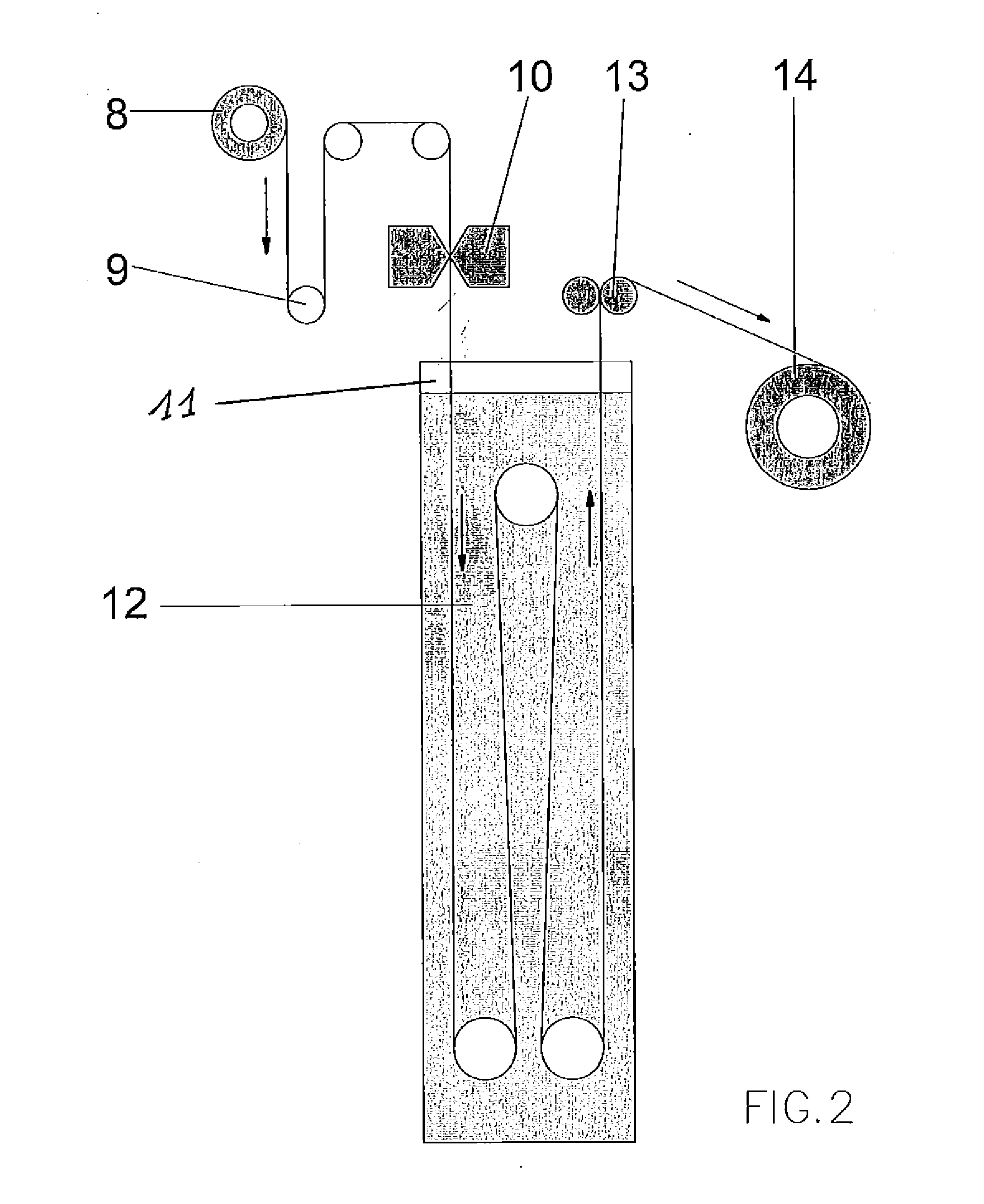 Apparatus and process for producing an ion-permeable web-reinforced separator and separator obtainable therewith