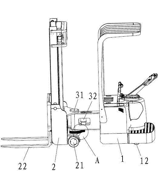 Piling car with rotatable pallet fork